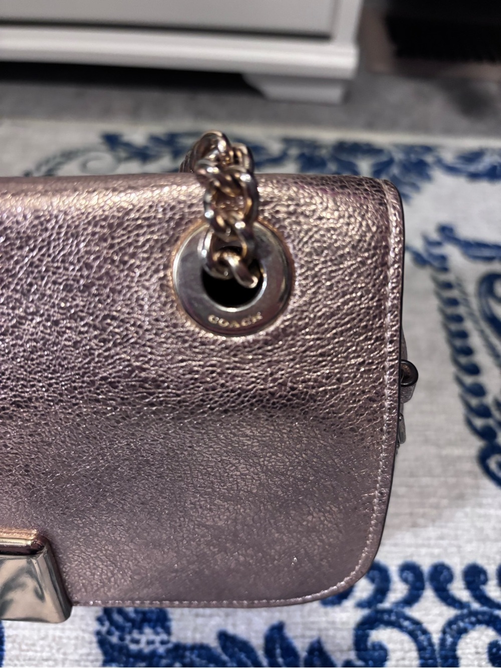 Coach Crinkle Metallic Leather Cassidy Crossbody Bag in Rose Gold - Picture 6 of 14